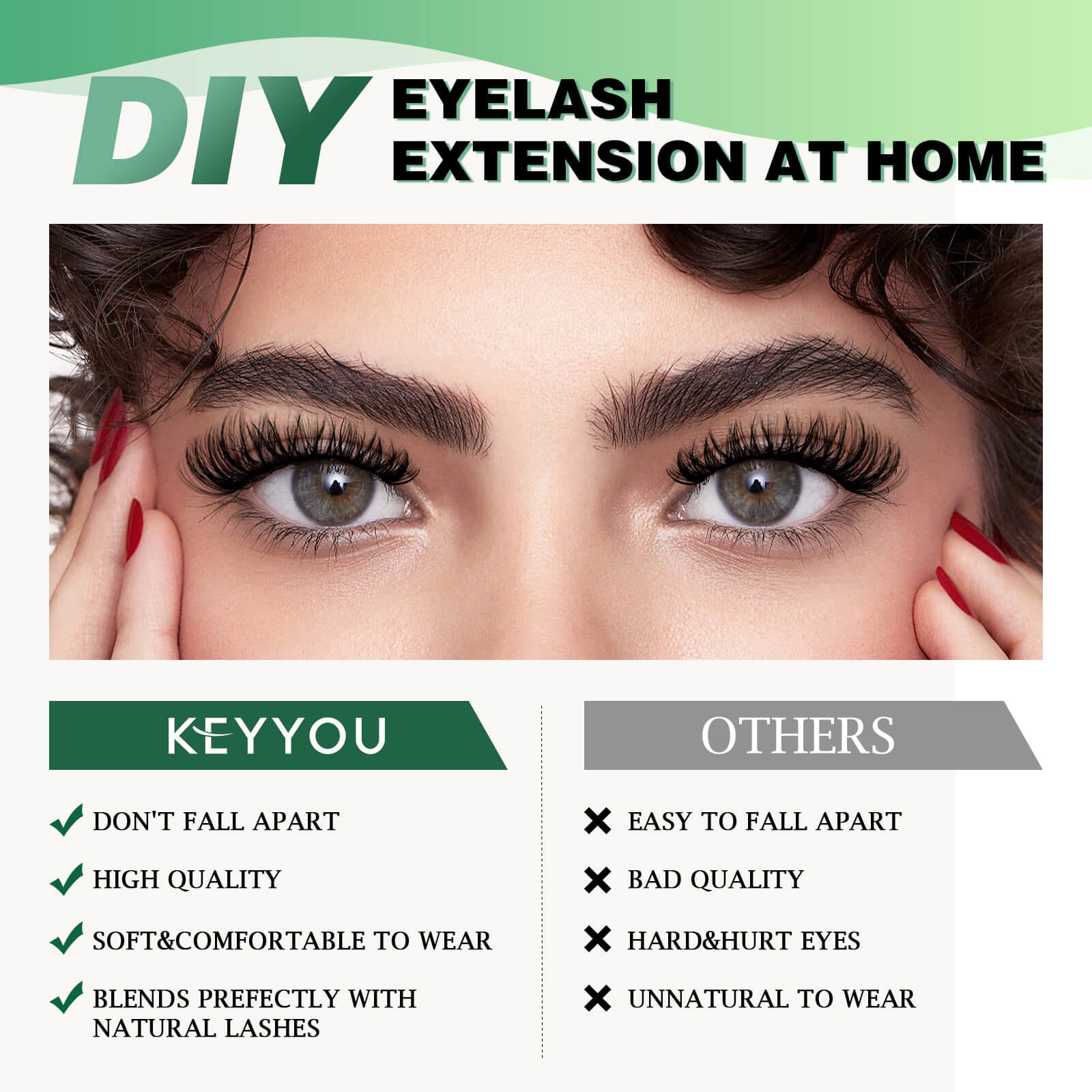 KeyyouLash - Individual Clusters Lashes 40D, diy lash extensions, volume lashes