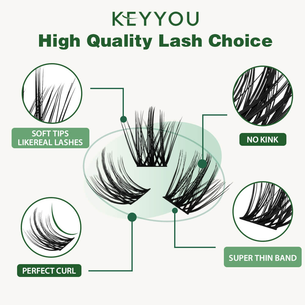 KeyyouLash - Cluster Lashes Y08, diy lash extensions, volume lashes