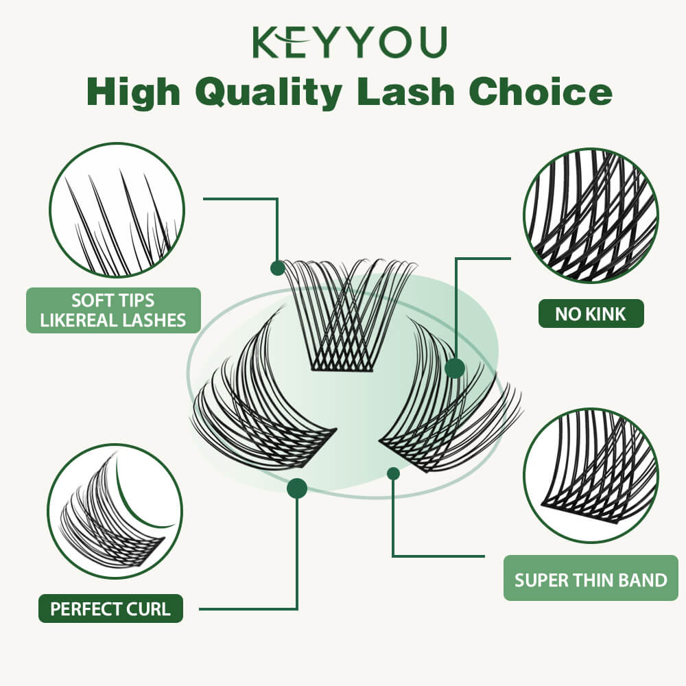 KeyyouLash - Cluster Lashes Y13, diy lash extensions, natural lashes