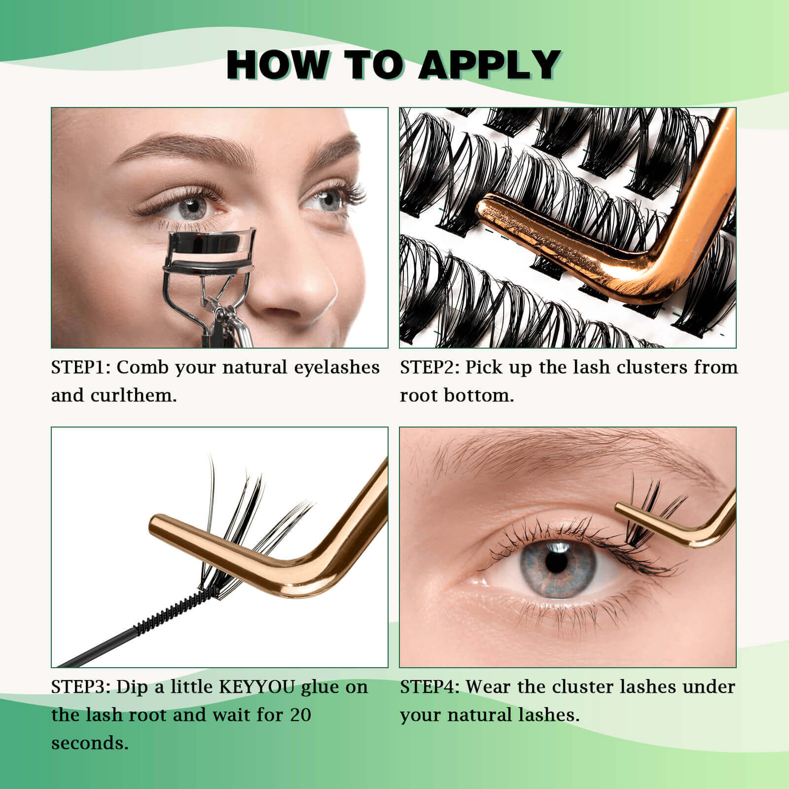 KeyyouLash - Individual Clusters Lashes 30D+40D+50D, diy lash extensions, volume lashes